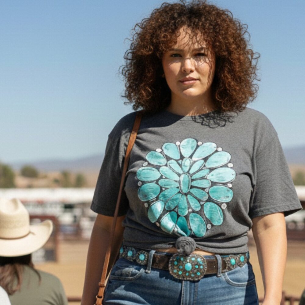 DELTA turquoise jewelry stone unisex t-shirt gray - XL
